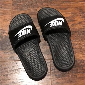 Nike slides, lightly worn.